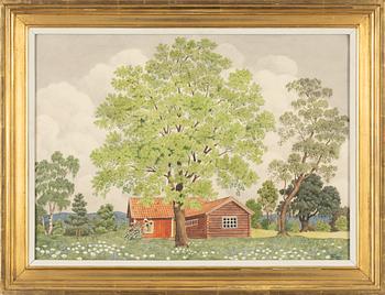 Oskar Bergman, akvarell, signerad och daterad juli 1945.