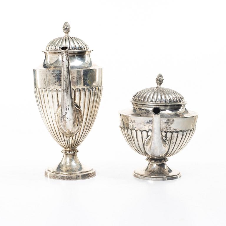 C.G. Hallberg, Tea and coffee service, 4 pieces, silver, Gustavian style, Stockholm 1897–1909.