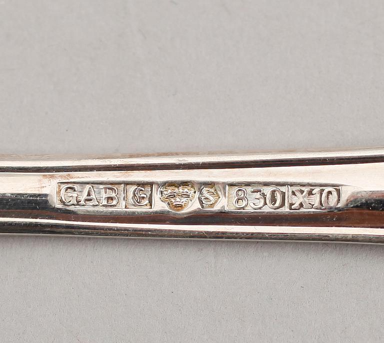 BESTICK, 28 delar, silver, "Svensk rund", GAB, sent 1900-tal. Vikt ca 1269 g.