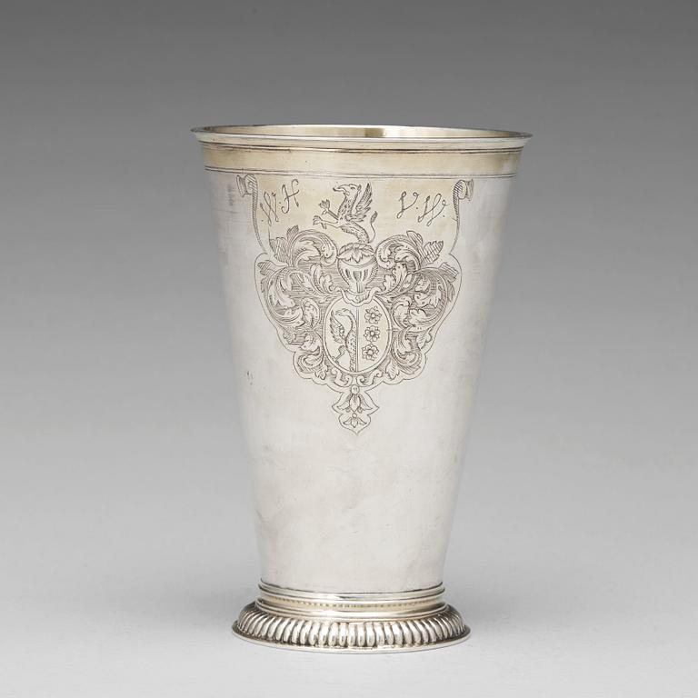 A Baltic 18th century parcel-gilt marriage beaker, mark of Christian Mathias Möring, Reval (1742-1787).