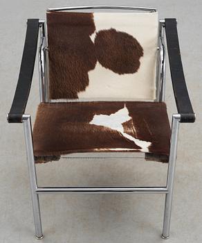 A Le Corbusier, Pierre Jeanneret & Charlotte Perriand "LC-1" chromed steel and cowhide armchair, Cassina, Italy.