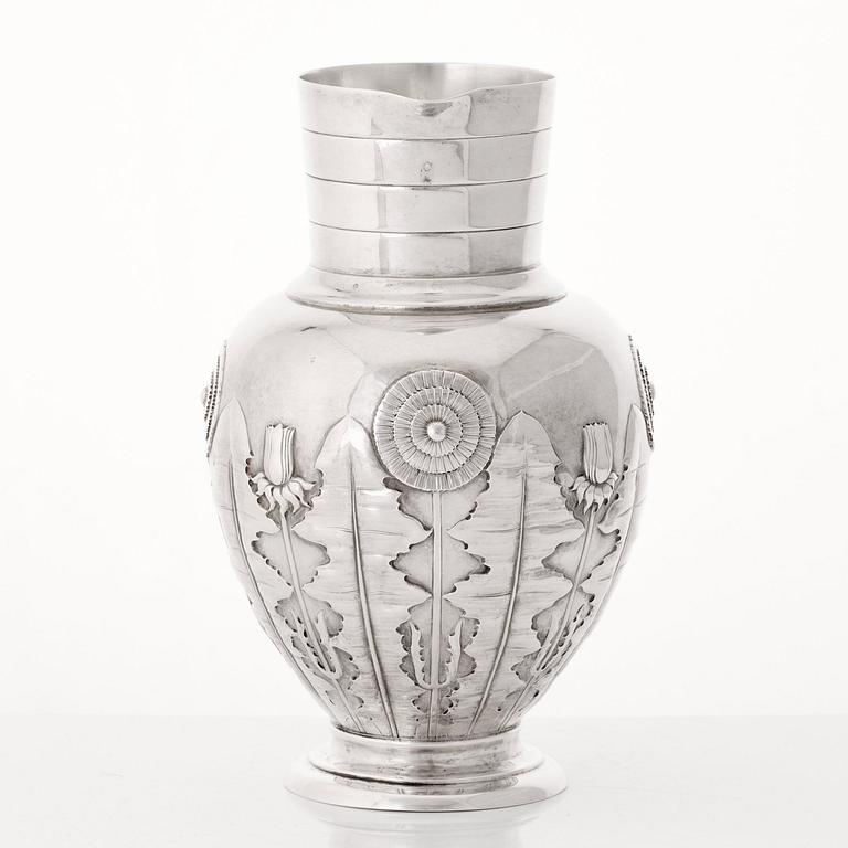 S & M Benzen, an Art Nouveau silver pitcher, Copenhagen 1905.