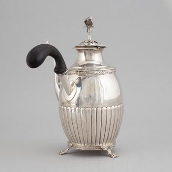 A swedish silver empire coffee pot, mark of Petter Adolf Sjöberg, Stockholm 1829.