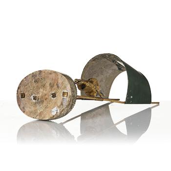 A Gustavian gilt brass and 'Kolmård' marbke one-light reading lamp, late 18th century.