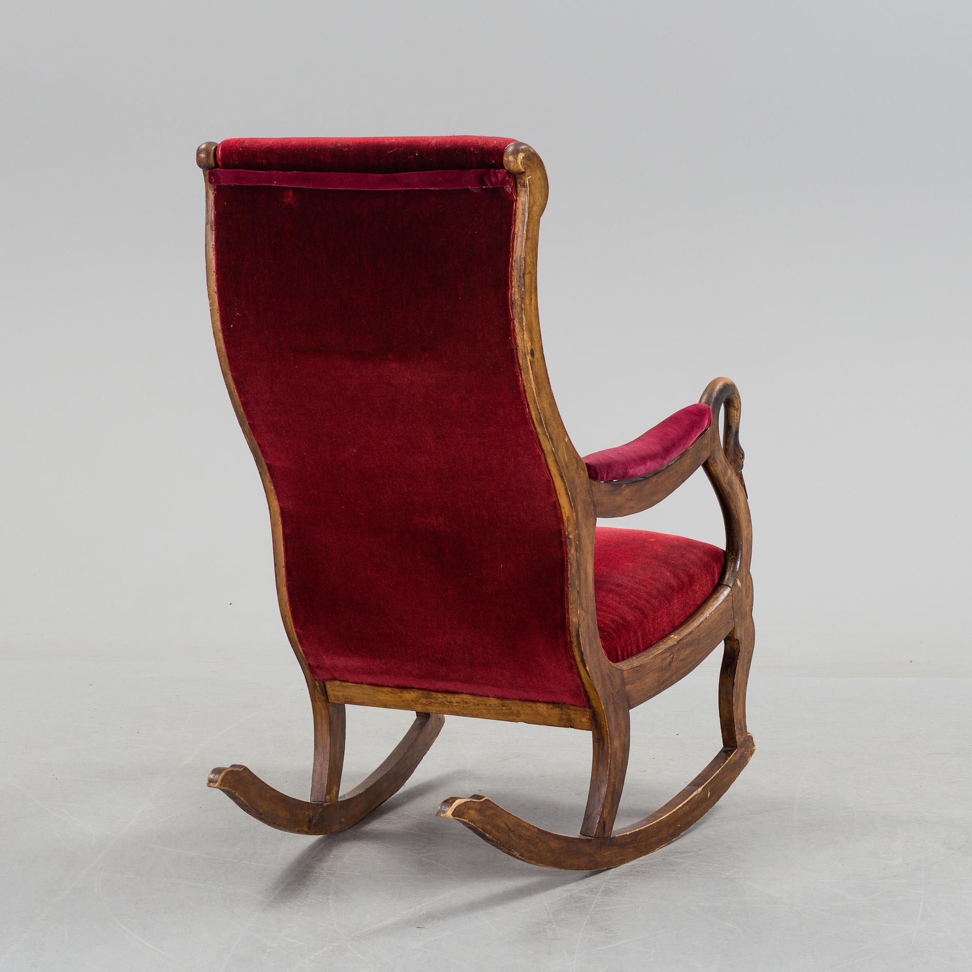 A 19th century swan arm rocking chair.
