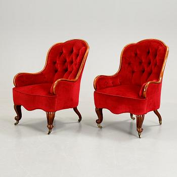 FÅTÖLJER, ett par, s.k Emmafåtölj, 1900-talets början.