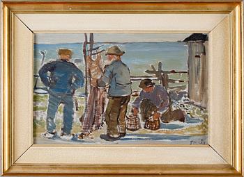 HJALMAR STRÅÅT, olja på pannå, signerad.