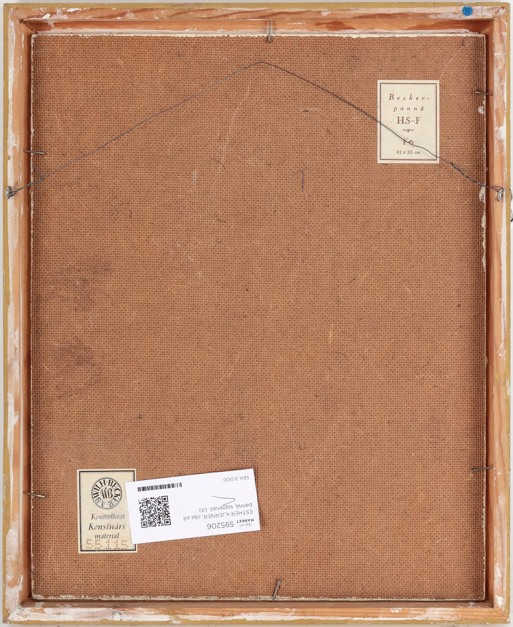 ESTHER KJERNER, olja på pannå, signerad.