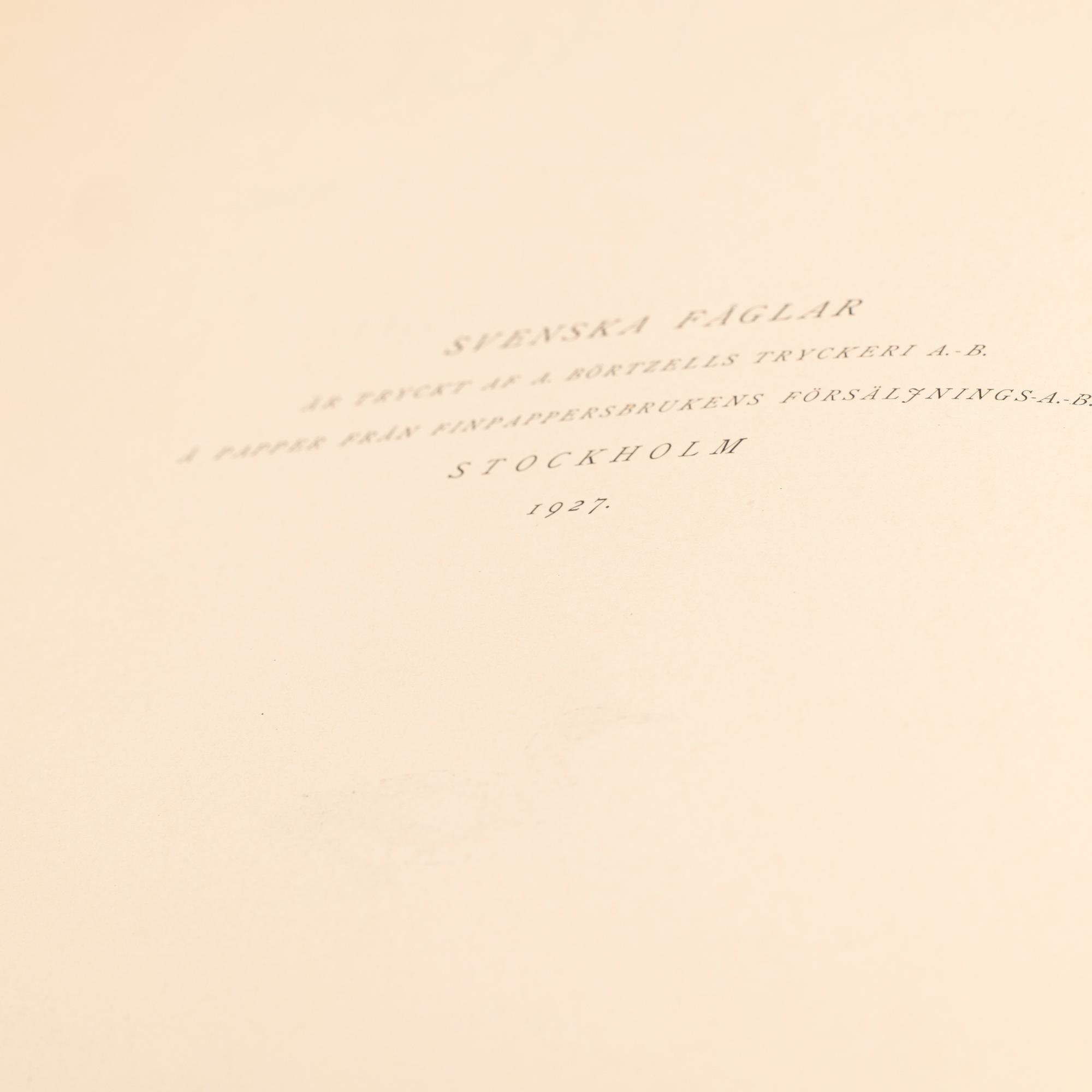 Brothers von Wright, book set, 3 volumes, “Swedish Birds”, A. Börtzells tryckeri AB, Ivar Baarsen, Stockholm, 1929.