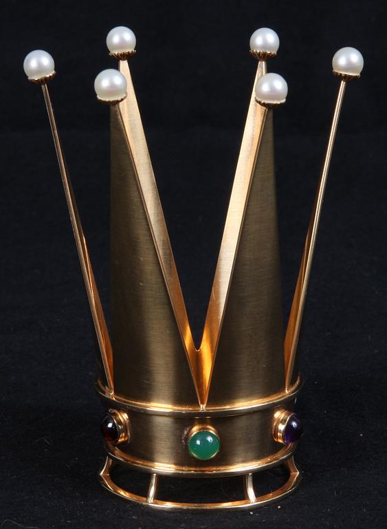 BRUDKRONA, 18K guld samt ädelstenar, 1961. Tot vikt 91 gram.