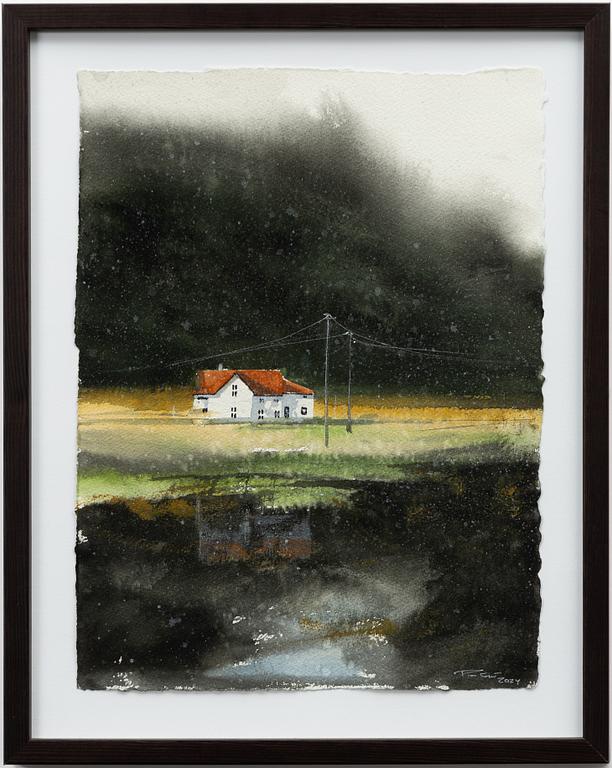 Peter Eugén, Landscape with houses and lake.