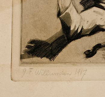 JENS-FERDINAND WILLUMSEN, etsning, sign o dat 1917.