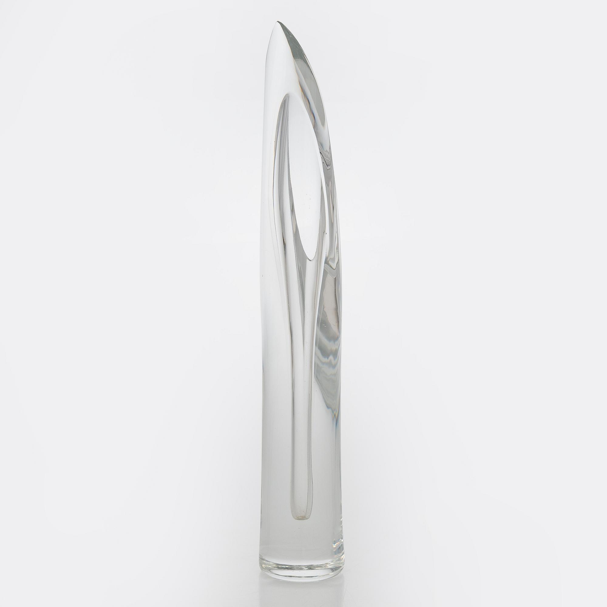 Aimo Okkolin, konstglas, , "Svärdslilja", signerad Riihimäen Lasi  Oy, Aimo Okkolin, Riihimäen Lasi Oy.