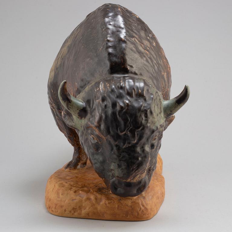 KUNO NORVARK, a bison porcelain sculpture fromBing & Grøndahl, Denmark, Limited Edition 55/750.
