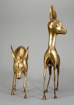 INREDNINGSSKULPTURER, 2 st, mässing, 1900-tal.