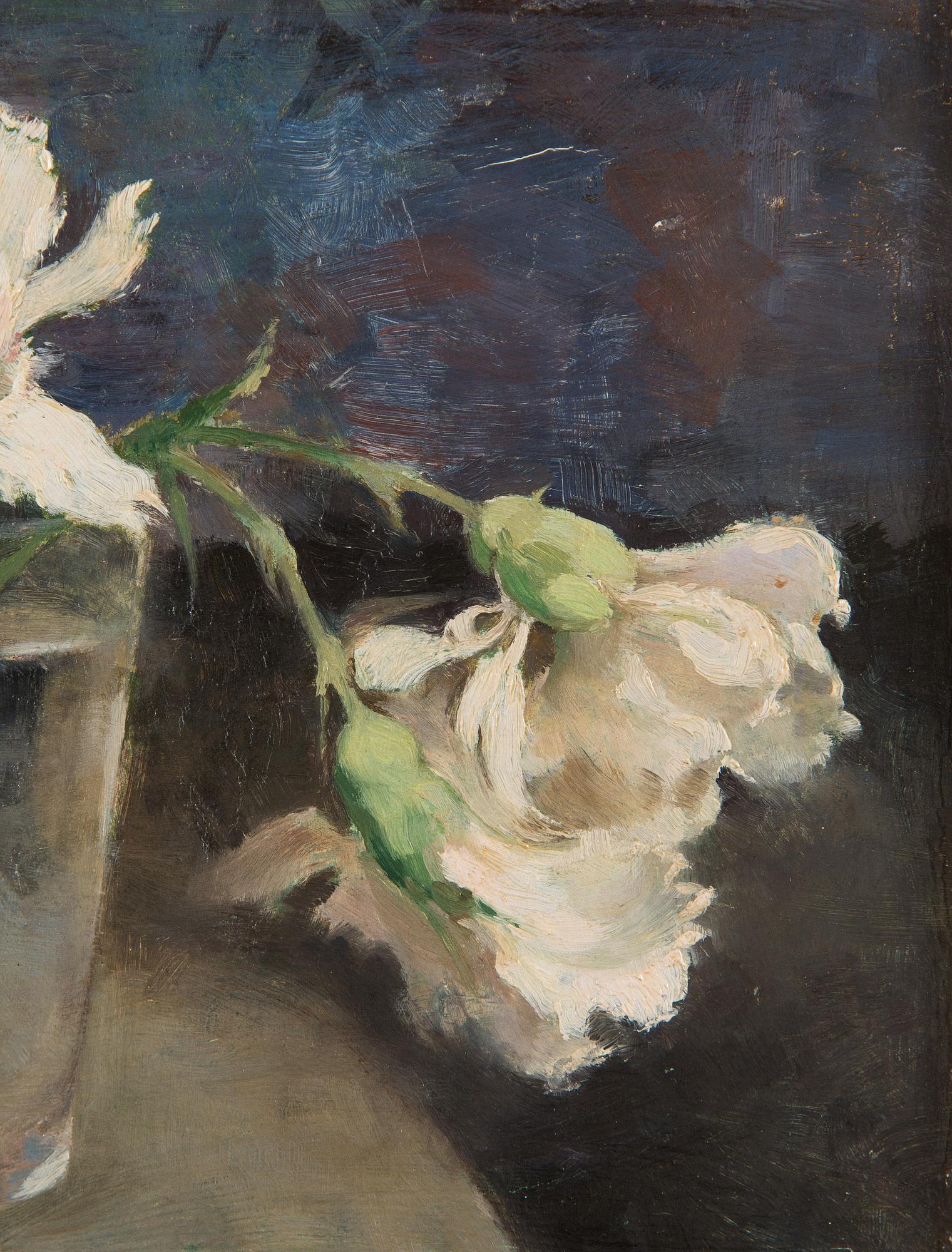 Helene Schjerfbeck, Carnations in a Glass of Water.
