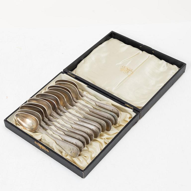 Twelve Swedish silver teaspoons, 19th–20th century.
