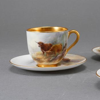 MOCCAKOPPAR, 4 st, porslin, Royal Worcester, 1913, signerade.