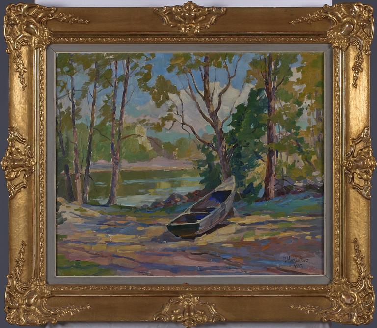 PETER KURBATOV, olja på pannå. Sign o dat 1947. Ryssland.