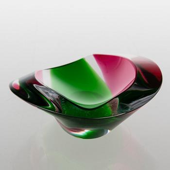 AIMO OKKOLIN, skål, signerad Aimo Okkolin, Riihimäen Lasi Oy.