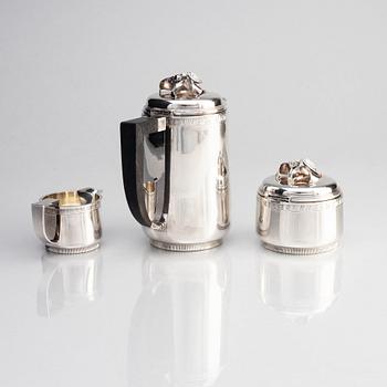 Atelier Borgila, kaffeservis, 4 delar, sterling silver, Stockholm 1939 och 1940.