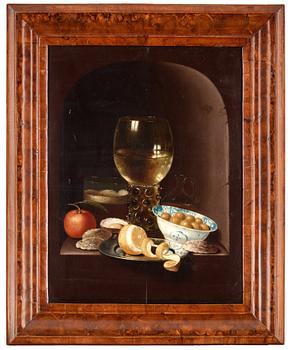 452. Monogramisten V.S-Z, Still life with plate, bowl, oysters and fruits.