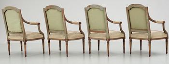 A set of four Louis XVI late 18th century  armchairs.