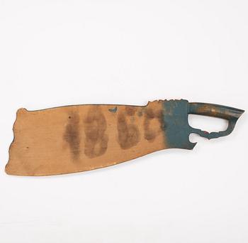 A painted traditional folk art flax knife, Trönö Hälsingland 1845.