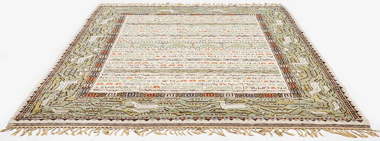 Märta Måås-Fjetterström, matta, "Ordspråksmattan" (Havamal), flossa, ca 341 x 223 cm, signerad AB MMF.