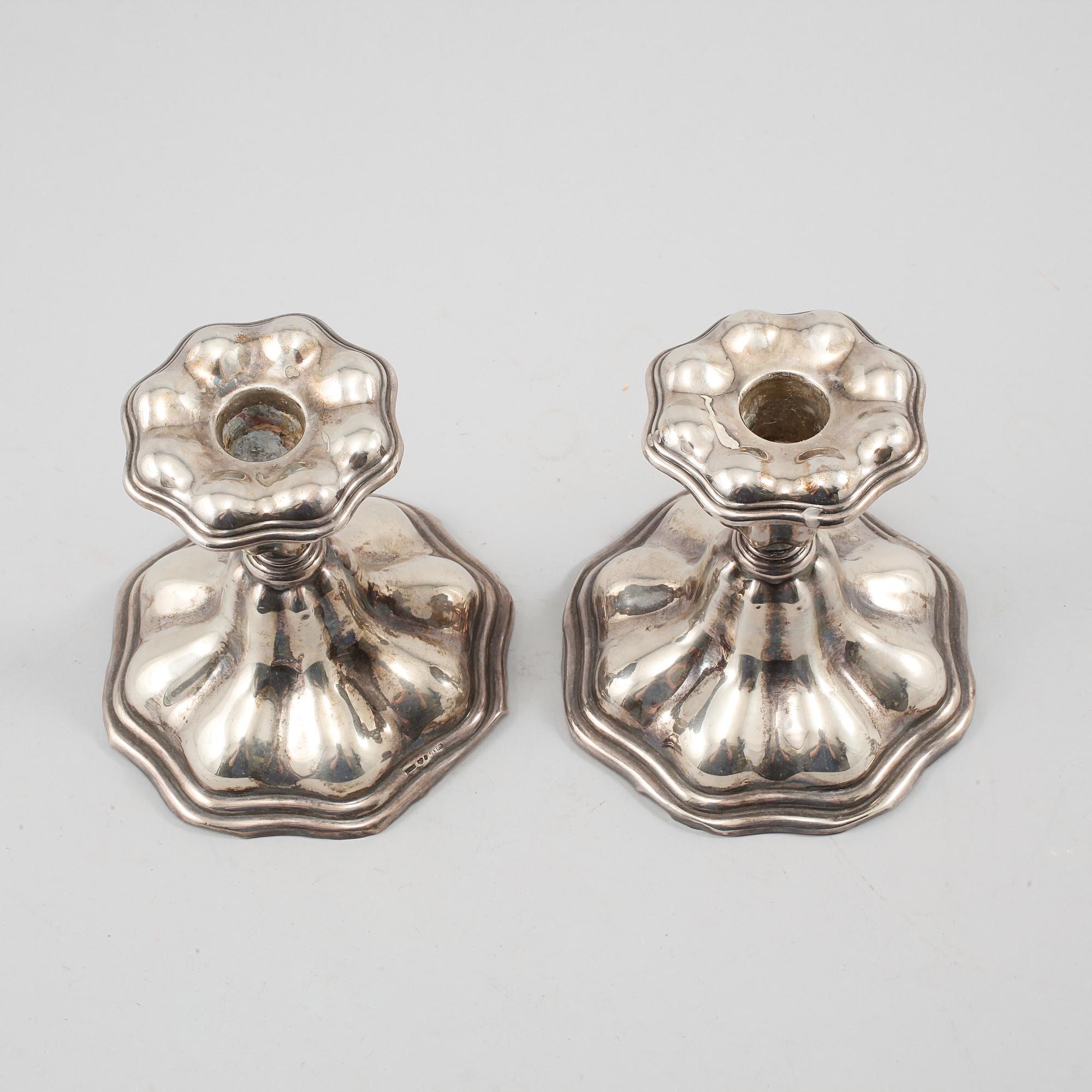 LJUSSTAKAR, ett par, silver, C.G Hallberg, Stockholm, 1943, vikt 345  gram.