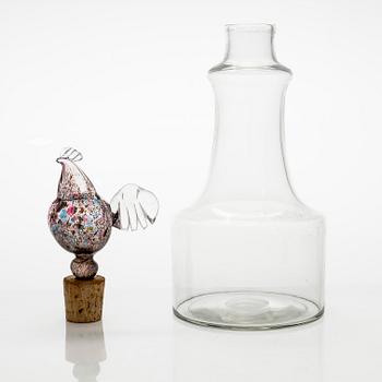 Kaj Franck, karahvi, malli 1502, "Kukkopullo" signeerattu K. Franck Nuutajärvi Notsjö -63.