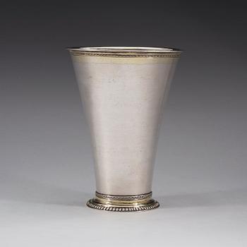 A Swedish 18th century silver beaker, marks of Erik Wibeck, Borås 1751.