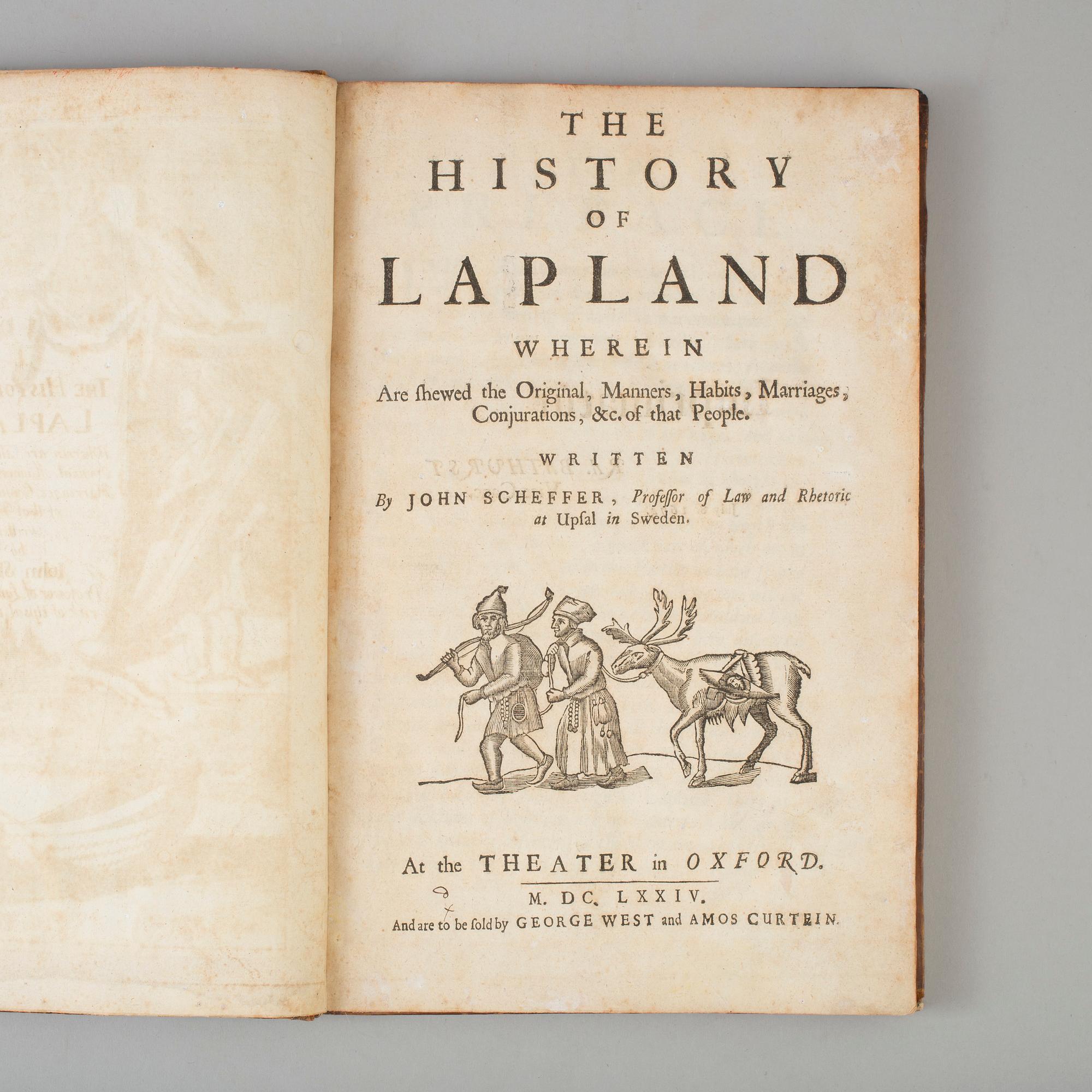 BOK, Johannes Schefferus, Beskrivning av Lappland tryckt Oxford 1674.