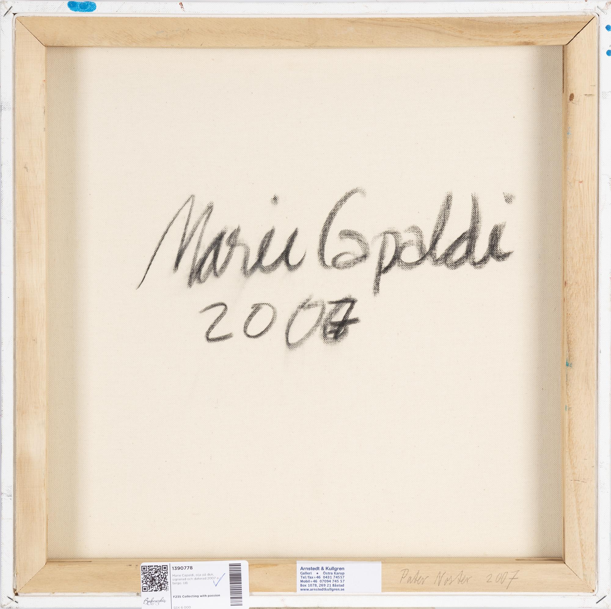 Marie Capaldi, oil on canvas, signed and dated 2007.