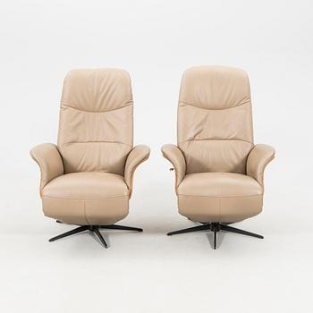 Hjort Knudsen armchairs, a pair, Denmark, late 20th century.