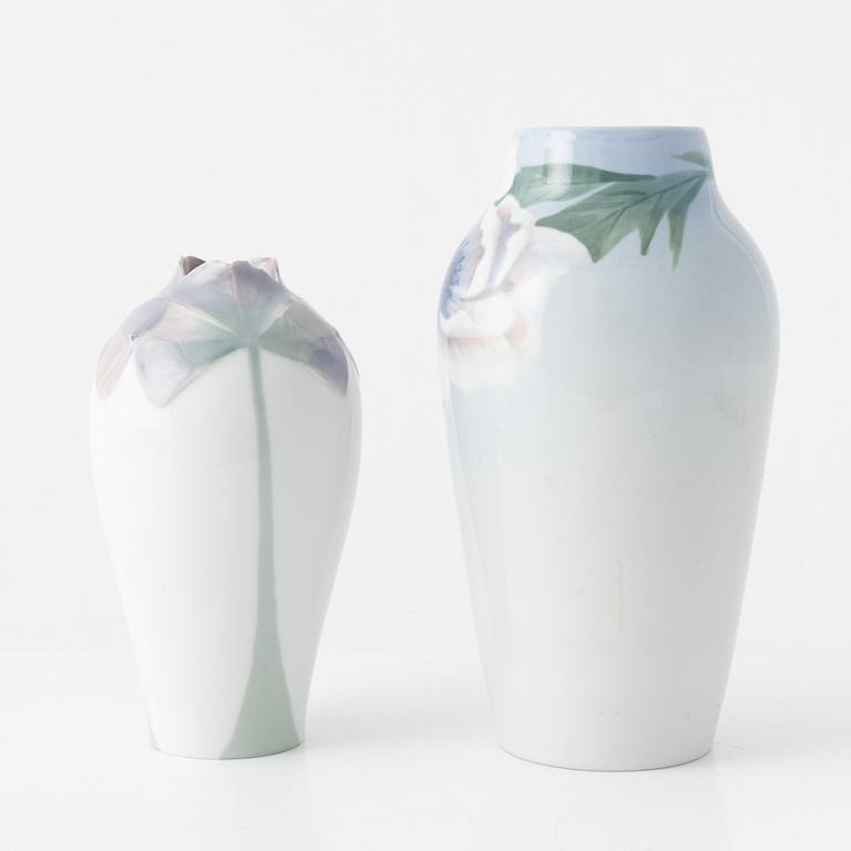 Rörstrand, two Art Nouveau porcelain vases, early 20th Century.
