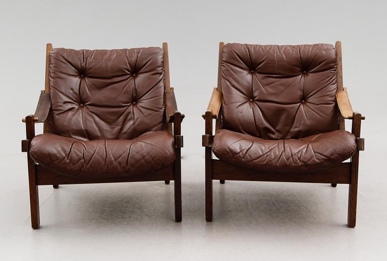 FÅTÖLJER, 1 par, "Hunter", Torbjörn Afdal, Stranda Industri för Bruksbo, Norge, 1900-talets andra hälft.