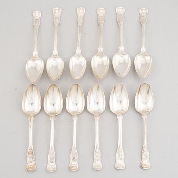 A Set of Twelve Swedish Silver "Kings Pattern" Dinner Spoons.