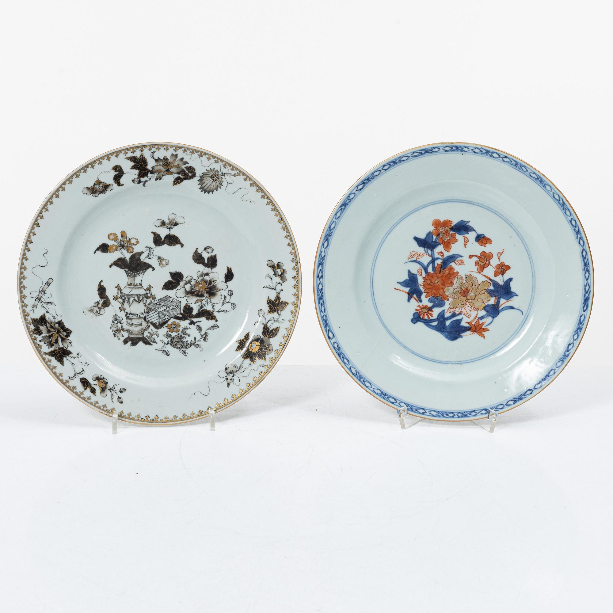 Tallrikar, 6 st, porslin, Kina, Qingdynasti, 1700-tal.