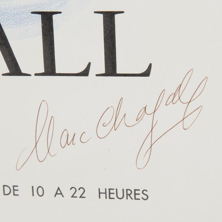 MARC CHAgALL, after, porster, signed, engraved by Charles Sorlier, Mourlot, 1970.