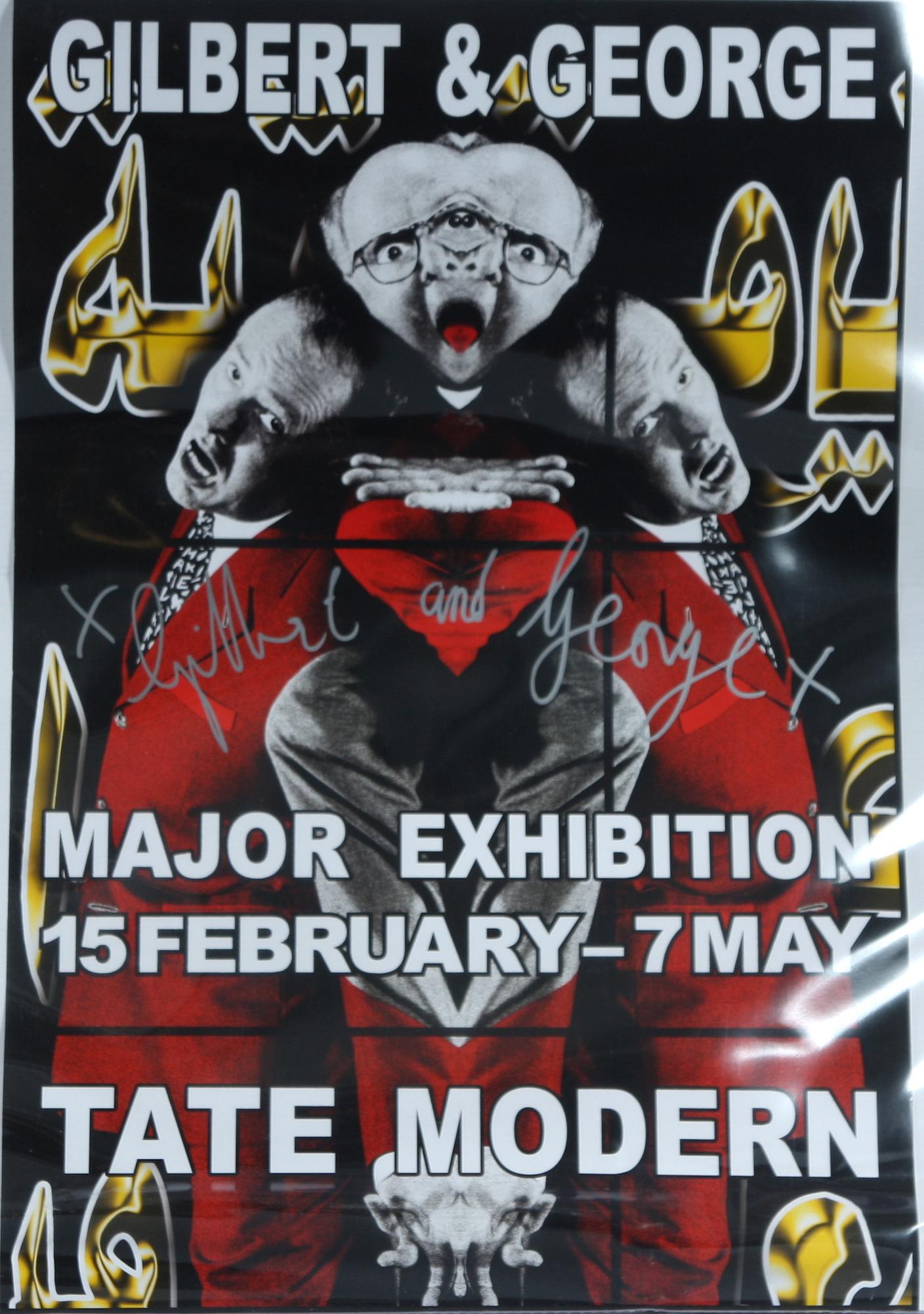 GILBERT & GEORGE, signerad utställningsaffisch.