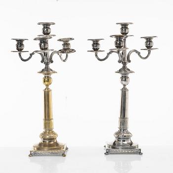 A pair of silver plated candelabra, CG Hallbergs Guldsmeds Ab, Stockholm, first half of the 20th century.