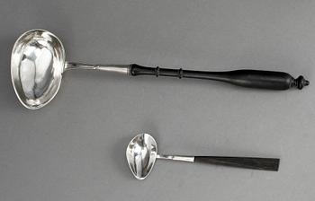 SOPPSLEV samt SÅSSLEV. Silver, Gränna 1802 resp Göteborg 1967.
