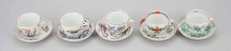 KOPPAR med FAT, 5 st, Meissen, stämpel 1934-72.