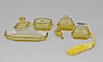 FLAKONG, PARFYMFLASKA, FAT, 4 delar. Kristall, 1900-tal.