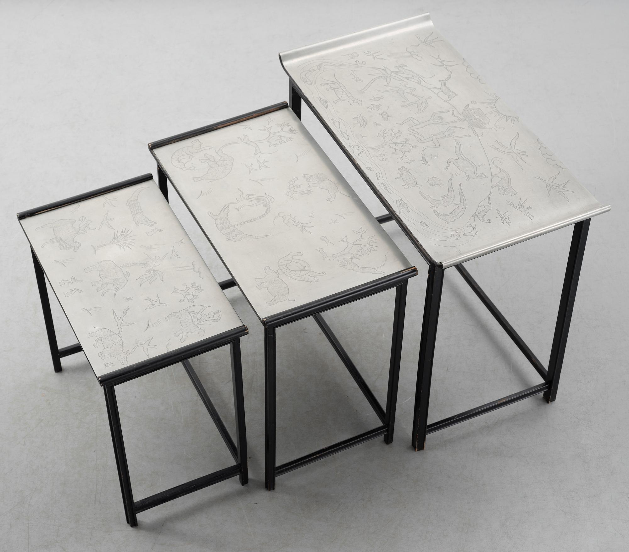 A Nils Fougstedt & Björn Trägårdh set of tables by Svenskt Tenn 1930.