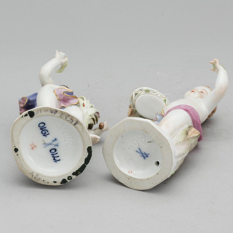 FIGURINER, ett par, porslin, Meissen, 1900-tal.