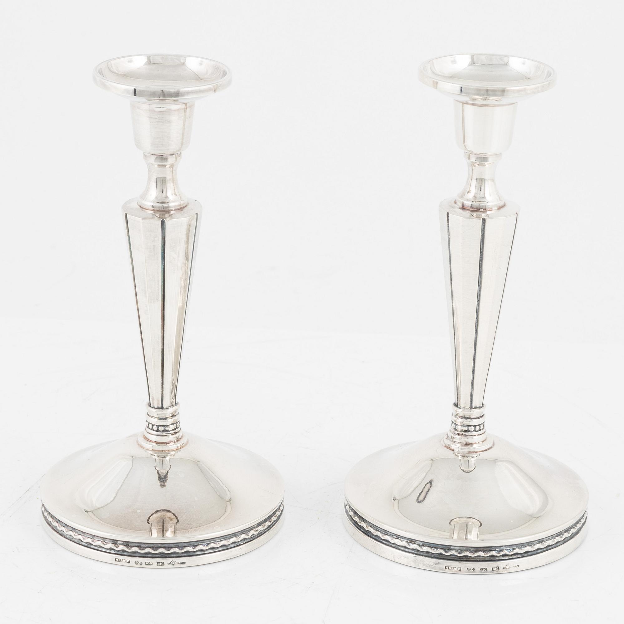 Ljusstakar, ett par, silver, Löfman, MGAB, 1976.