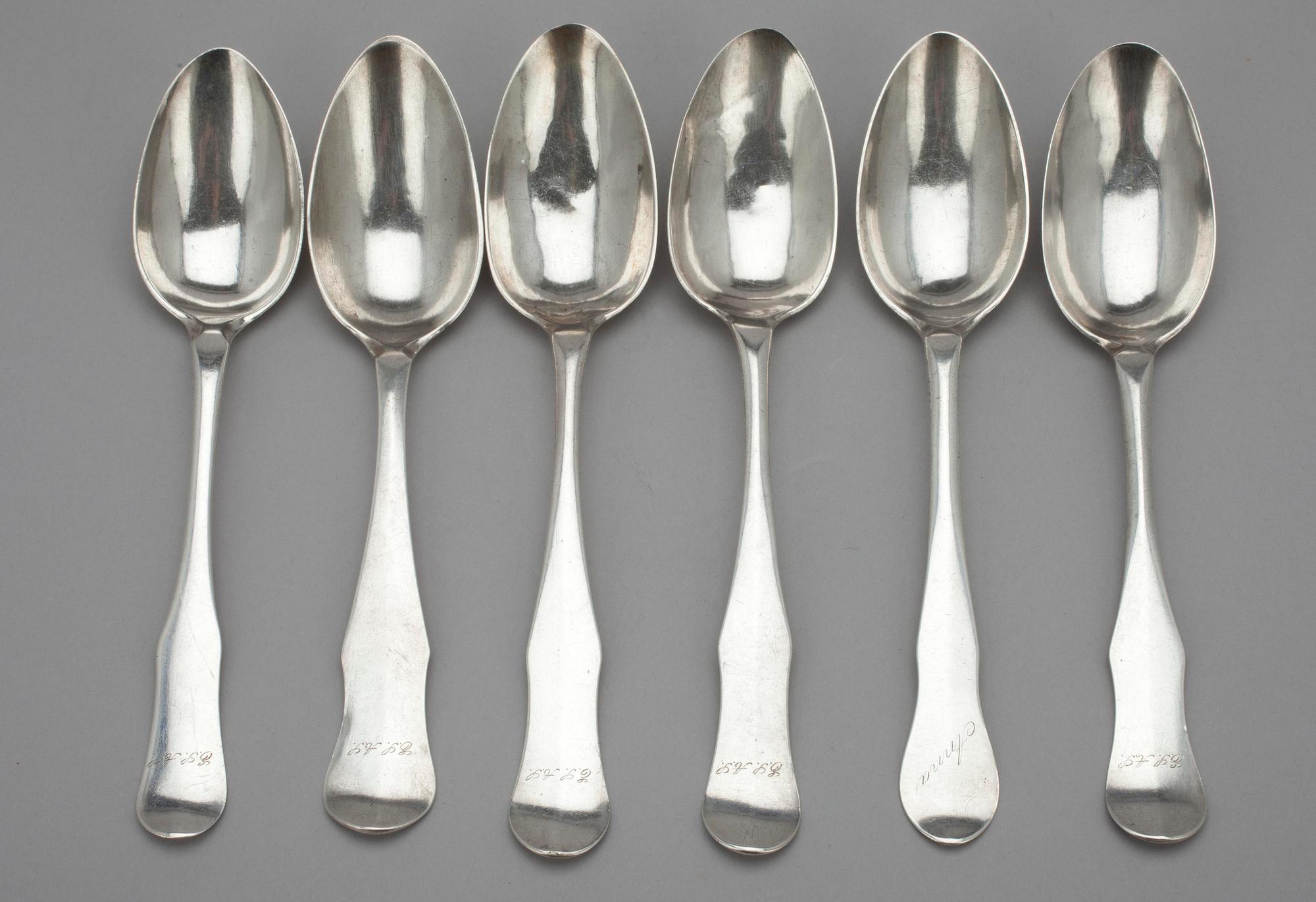 SKEDAR 6 st, silver, Finland och Sverige 1791-1805. Vikt ca 320 g.