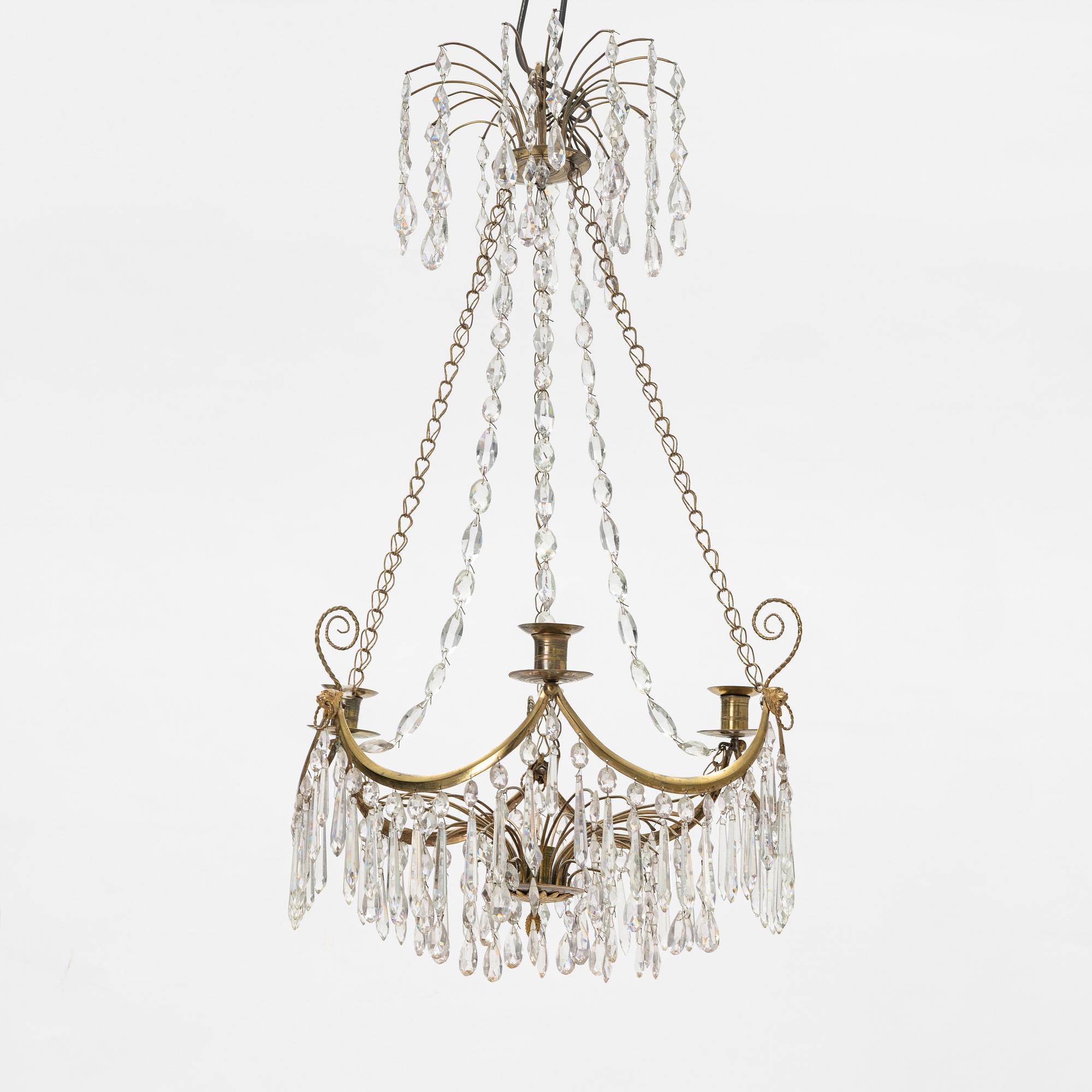 A Gustavian four-light chandelier, late 18th Century.